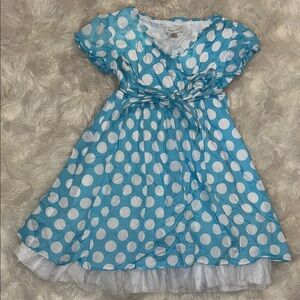 Garnet Hill Sky Blue Polka Dot Dress